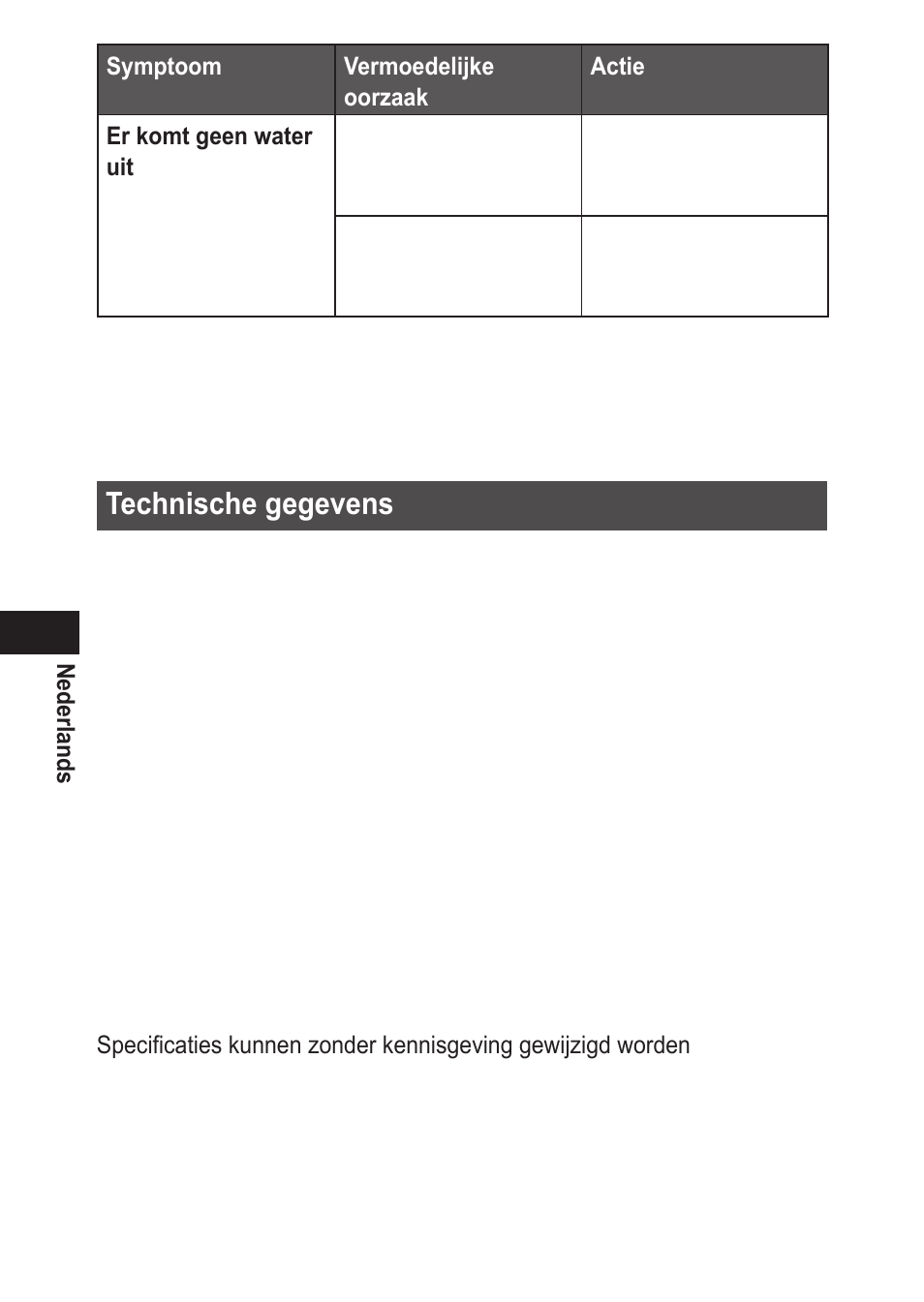 Technischegegevens | Panasonic EWDJ10 User Manual | Page 64 / 216