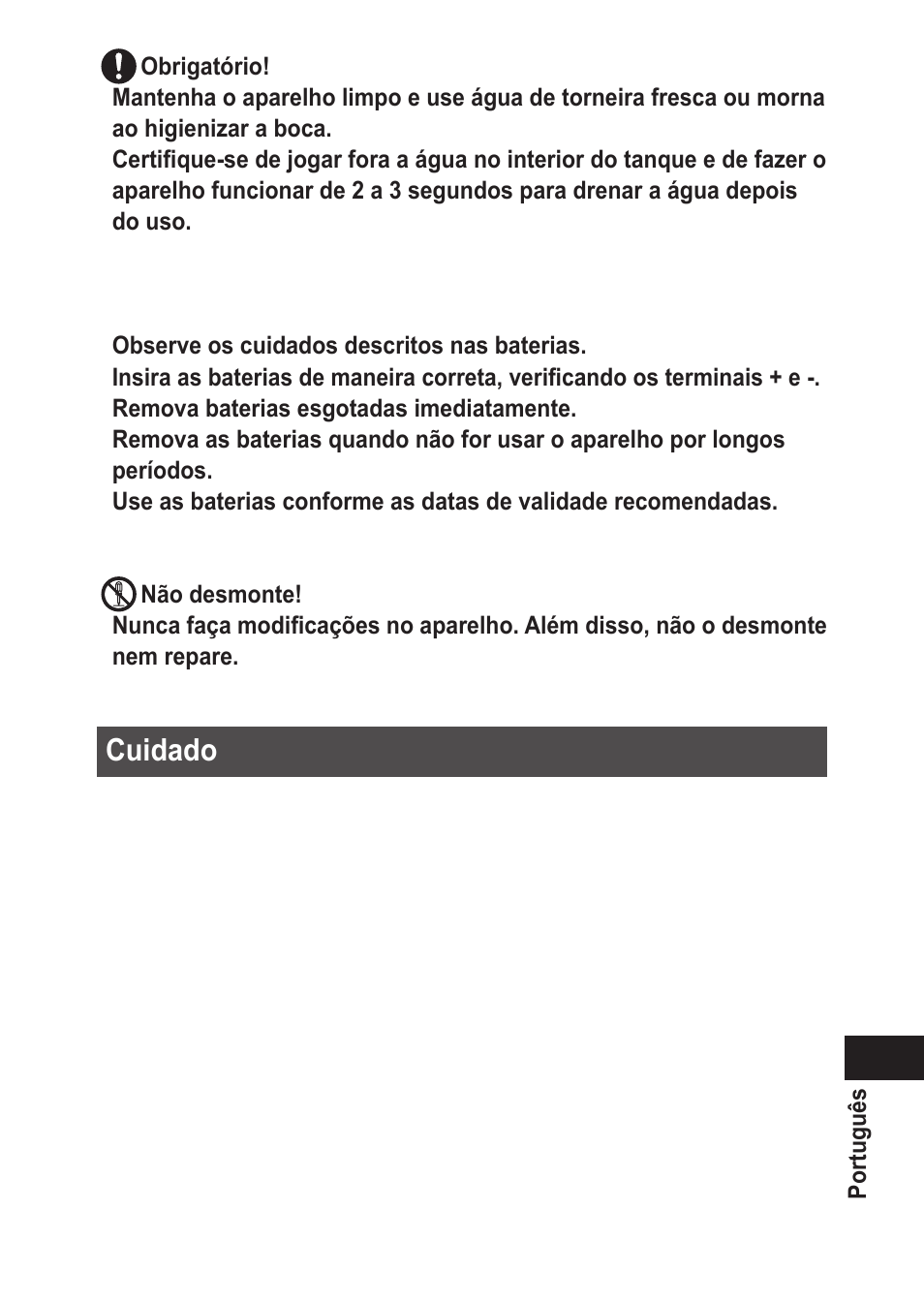 Cuidado | Panasonic EWDJ10 User Manual | Page 93 / 216