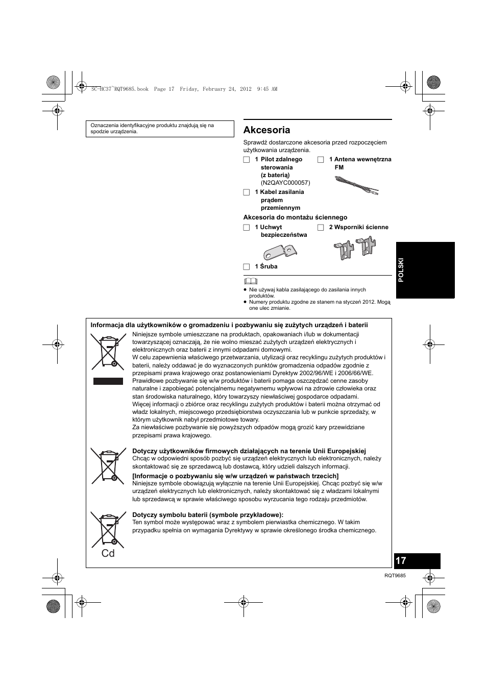 Akcesoria | Panasonic SCHC37EC User Manual | Page 17 / 44