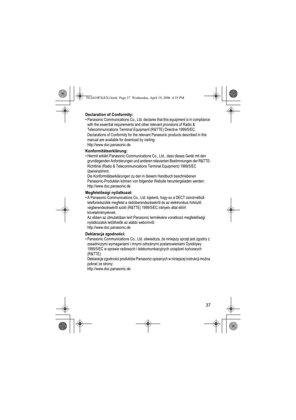 Panasonic KXTGA810FX User Manual | Page 37 / 40