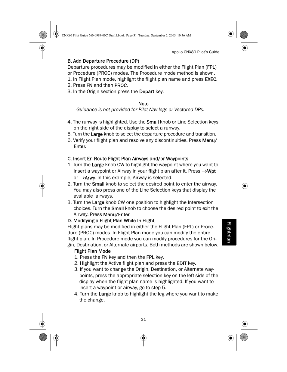 Note | Apollo CNX80 User Manual | Page 35 / 50