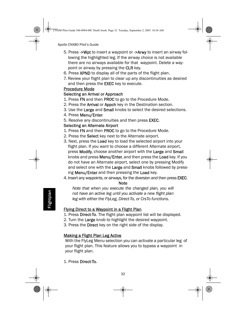Note | Apollo CNX80 User Manual | Page 36 / 50