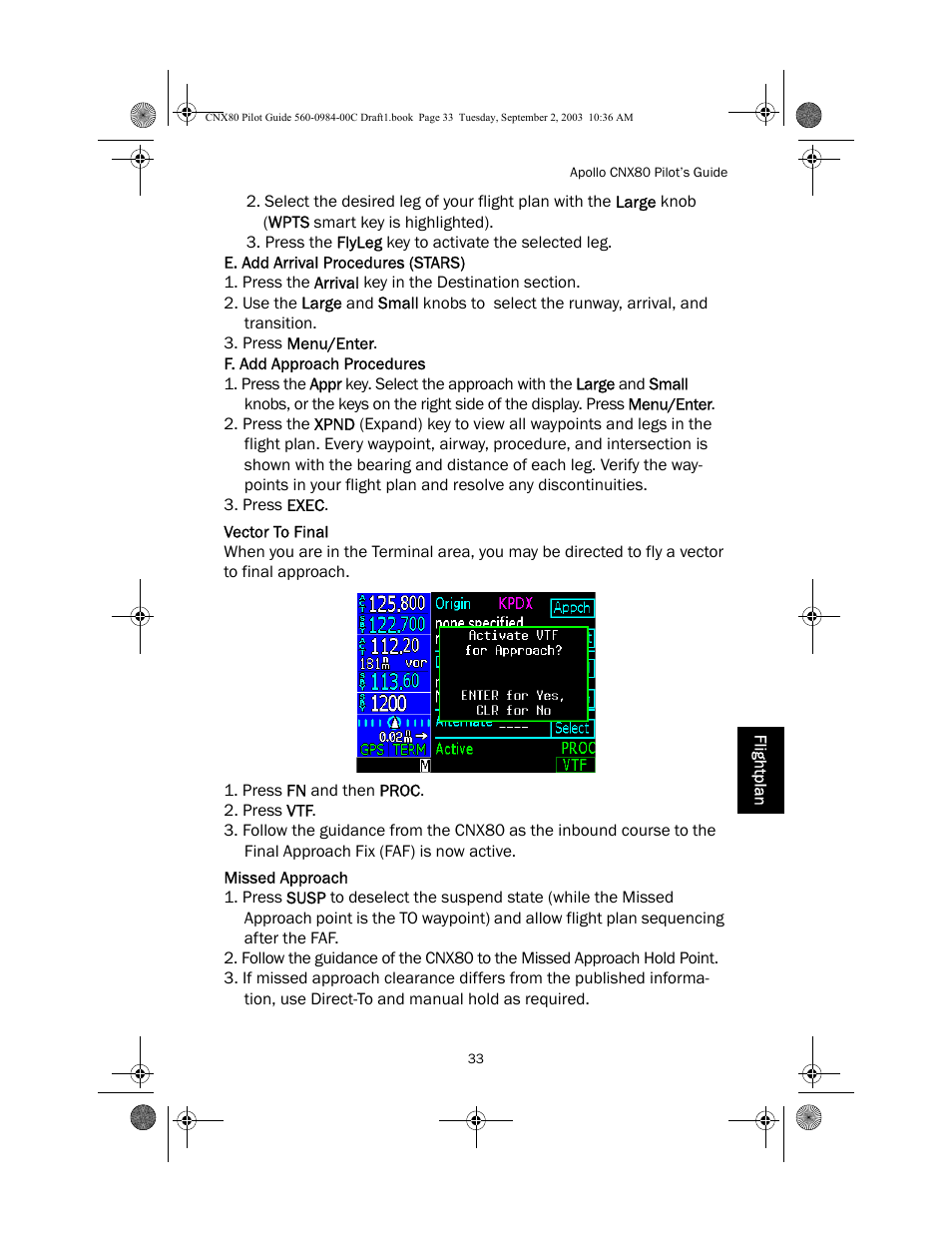 Vector to final, Missed approach | Apollo CNX80 User Manual | Page 37 / 50