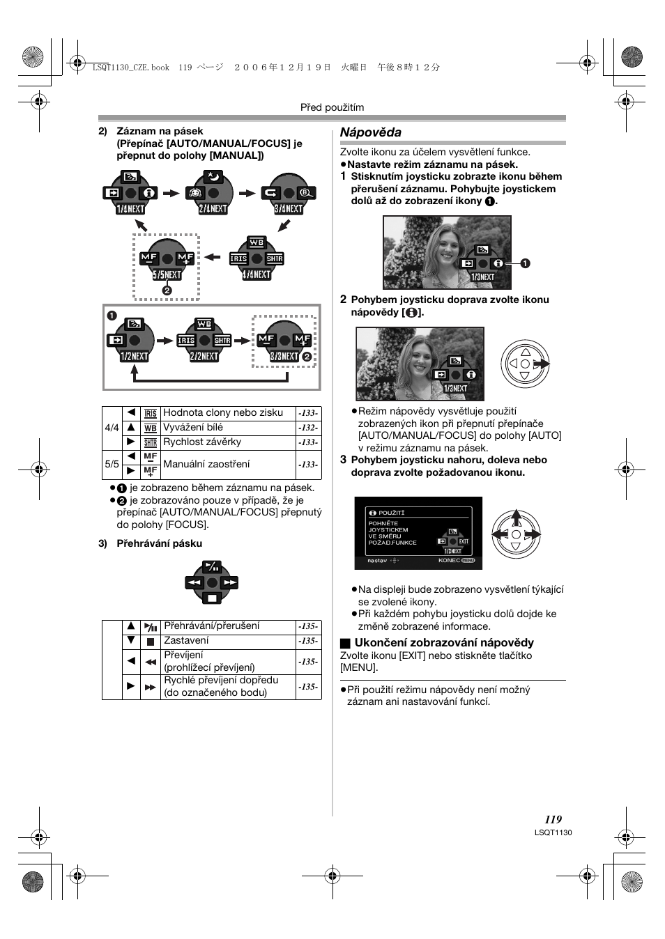 Nápověda | Panasonic NVGS80EP User Manual | Page 119 / 208