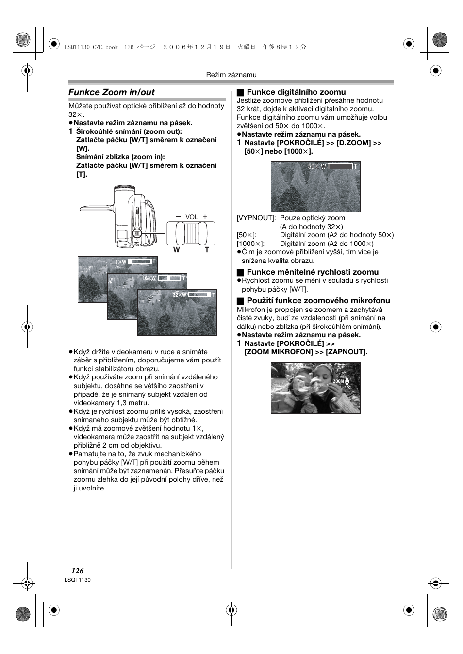 Funkce zoom in/out | Panasonic NVGS80EP User Manual | Page 126 / 208