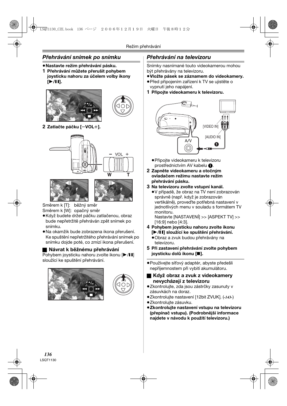 Přehrávání snímek po snímku, Přehrávání na televizoru | Panasonic NVGS80EP User Manual | Page 136 / 208