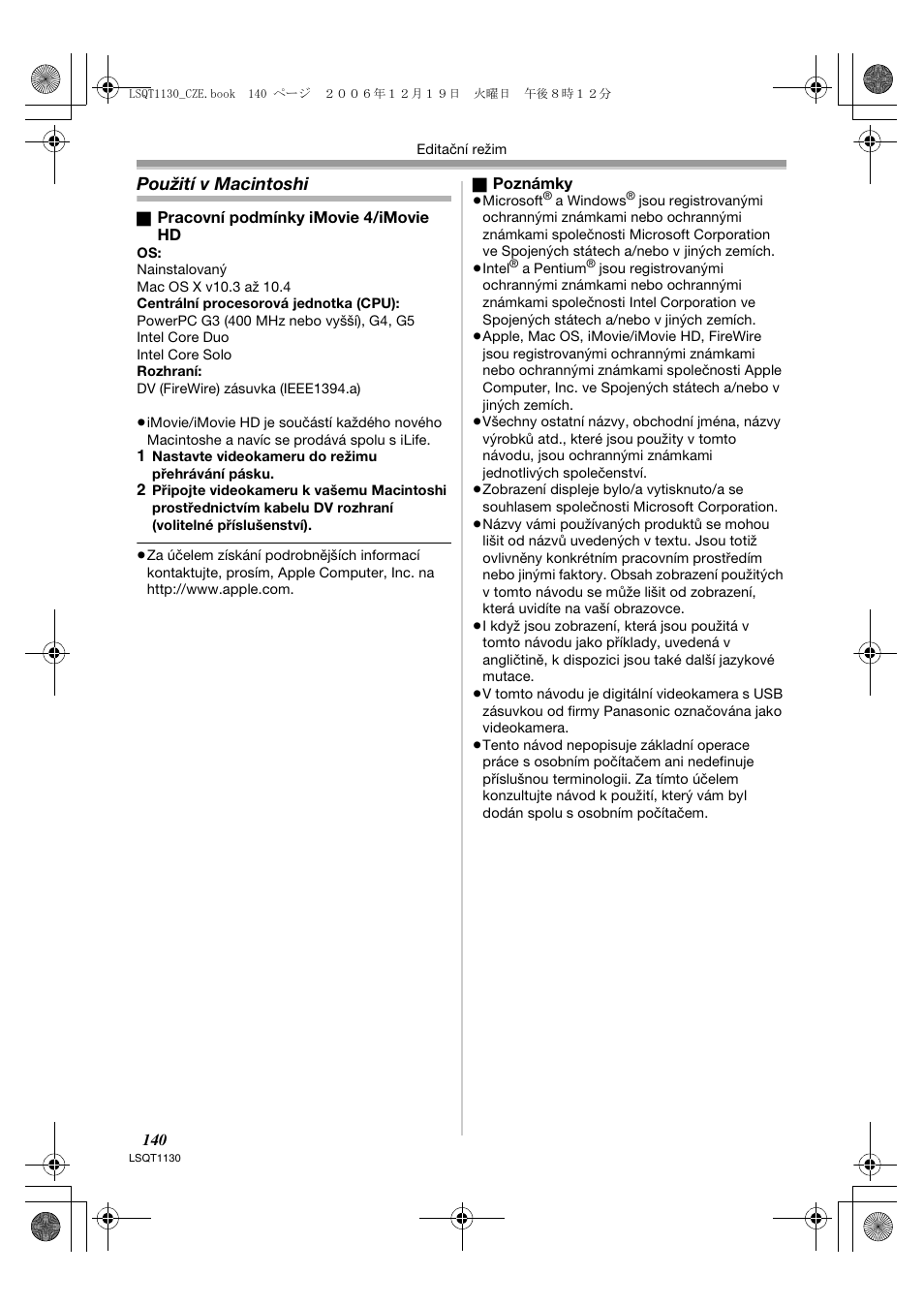 Použití v macintoshi | Panasonic NVGS80EP User Manual | Page 140 / 208