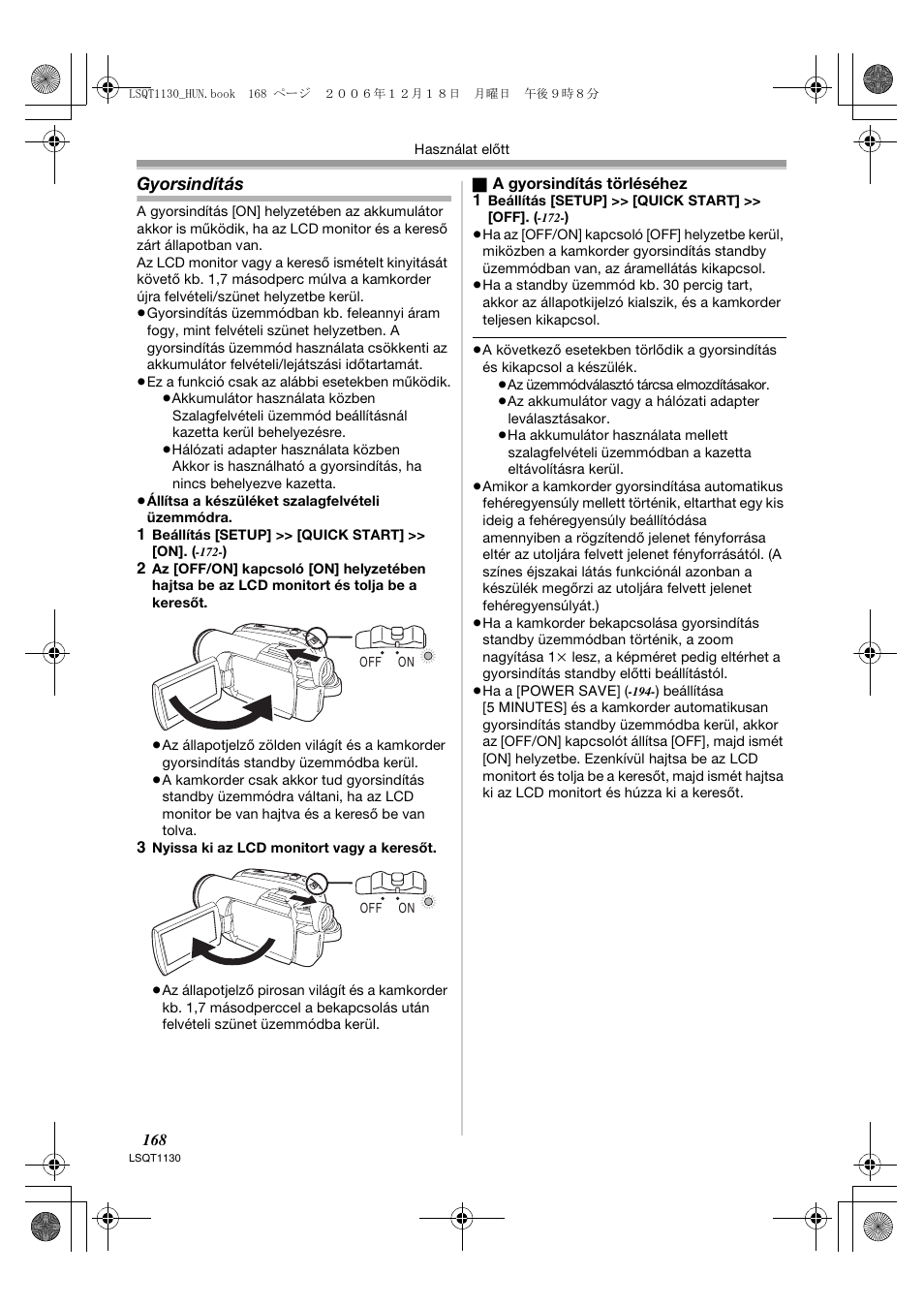 Gyorsindítás | Panasonic NVGS80EP User Manual | Page 168 / 208