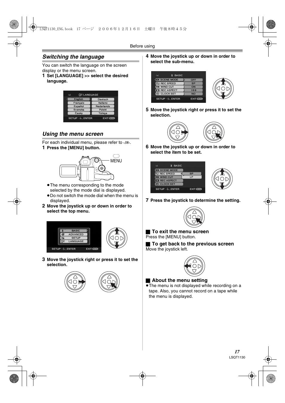 Panasonic NVGS80EP User Manual | Page 17 / 208