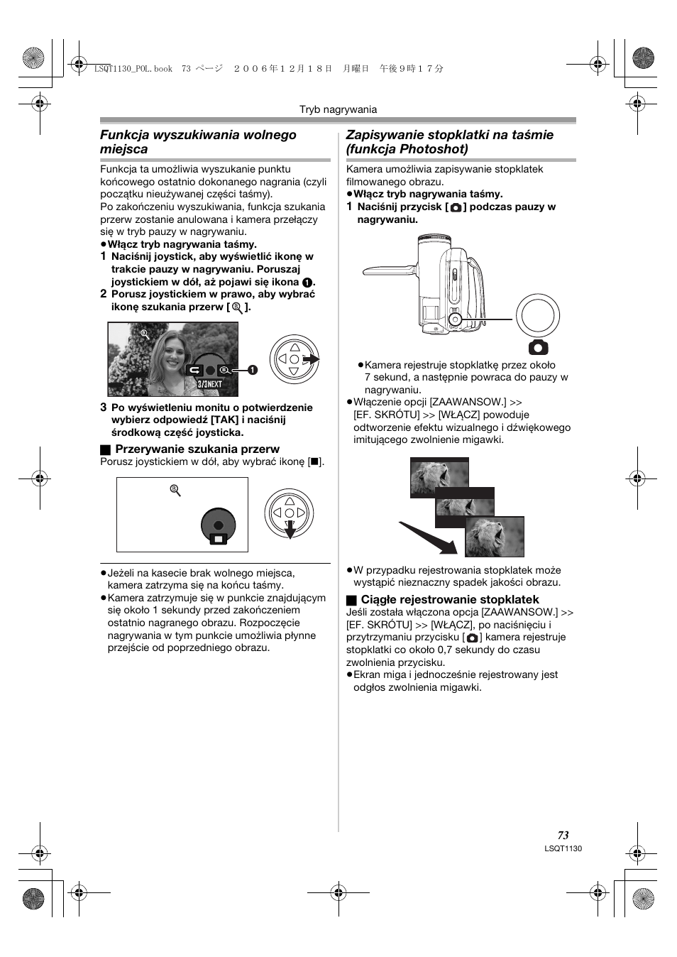 Funkcja wyszukiwania wolnego miejsca | Panasonic NVGS80EP User Manual | Page 73 / 208