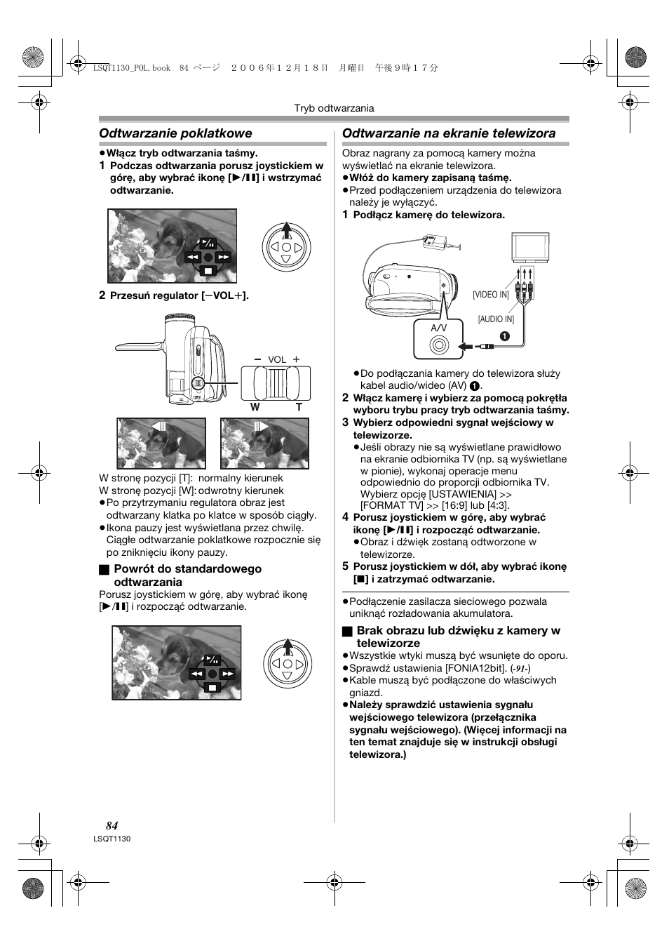 Odtwarzanie poklatkowe, Odtwarzanie na ekranie telewizora | Panasonic NVGS80EP User Manual | Page 84 / 208