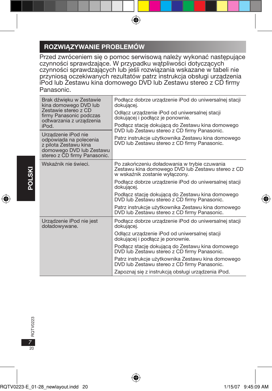 Polski | Panasonic SHPD10 User Manual | Page 20 / 28