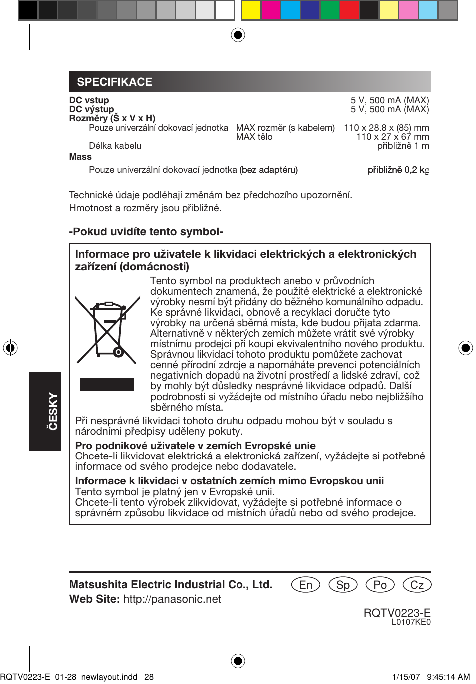 Panasonic SHPD10 User Manual | Page 28 / 28