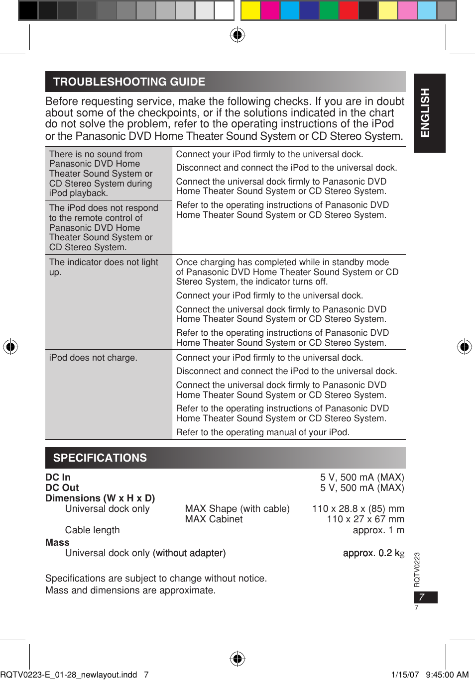 Panasonic SHPD10 User Manual | Page 7 / 28