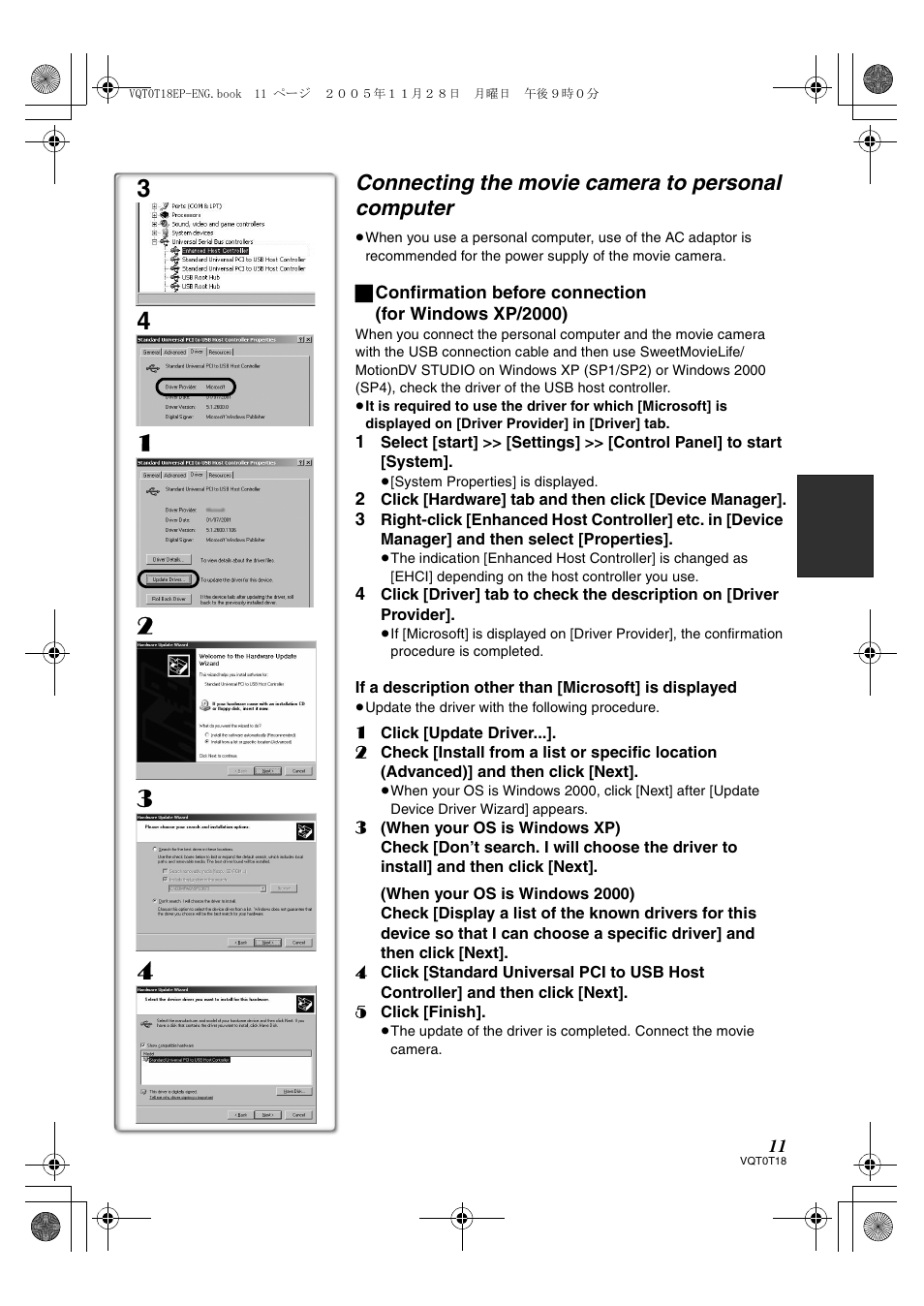 Connecting the movie camera to personal computer | Panasonic NVGS280 User Manual | Page 11 / 76