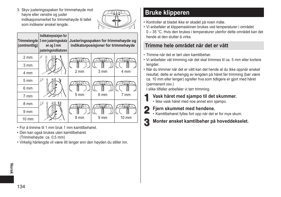 Bruke klipperen | Panasonic ERGS60 User Manual | Page 134 / 256