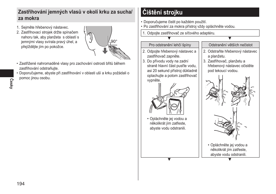 Čištění strojku | Panasonic ERGS60 User Manual | Page 194 / 256
