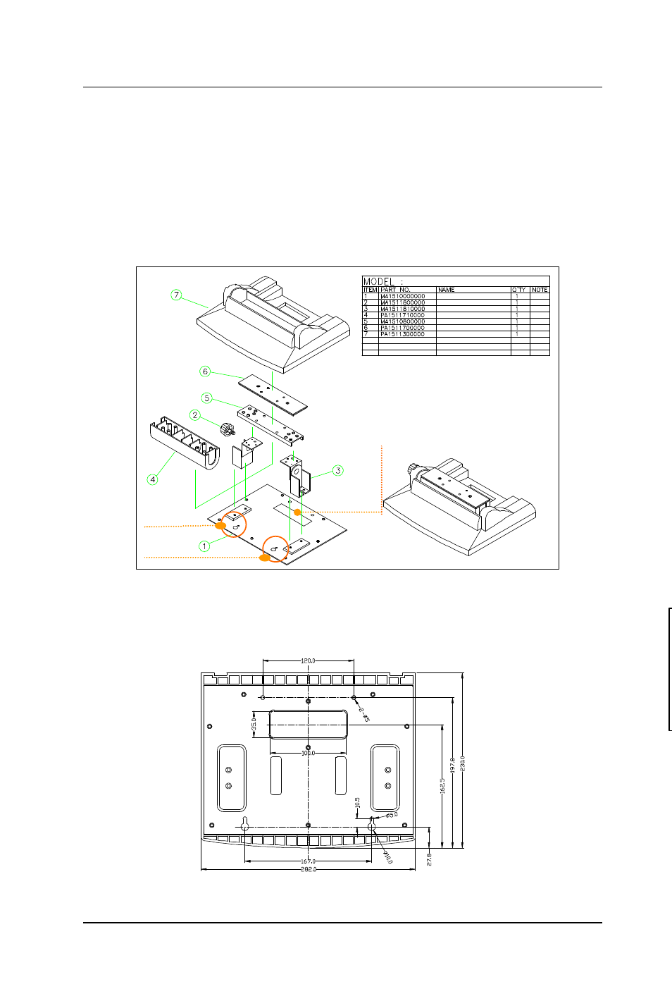 Fixed standing, 2: apollo, 3: apollo | Igure, Pedestal kit, Cable management cutout, Avocado- shape holes, Pedestal, Ase avocado holes | Apollo 150 III User Manual | Page 33 / 167