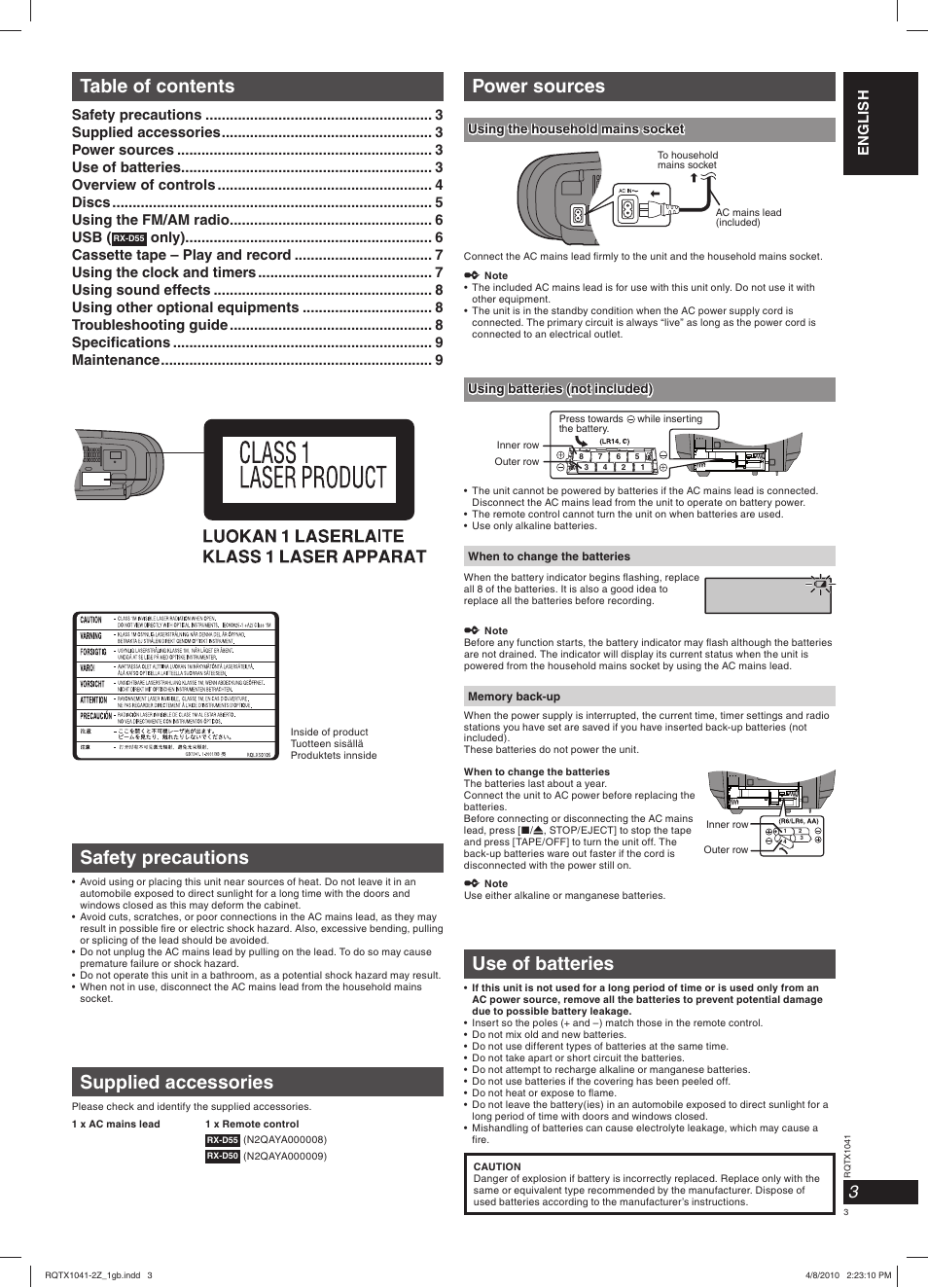 Panasonic RXD50EG User Manual | Page 3 / 28