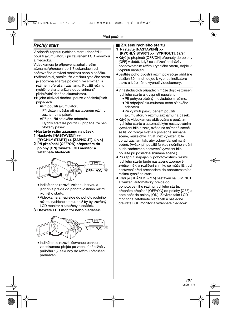 Rychlý start | Panasonic NVGS60EP User Manual | Page 107 / 192