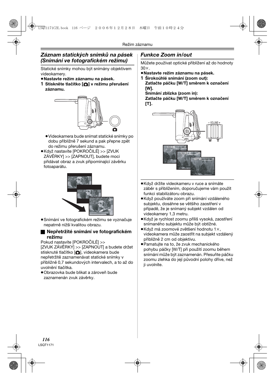 Funkce zoom in/out | Panasonic NVGS60EP User Manual | Page 116 / 192