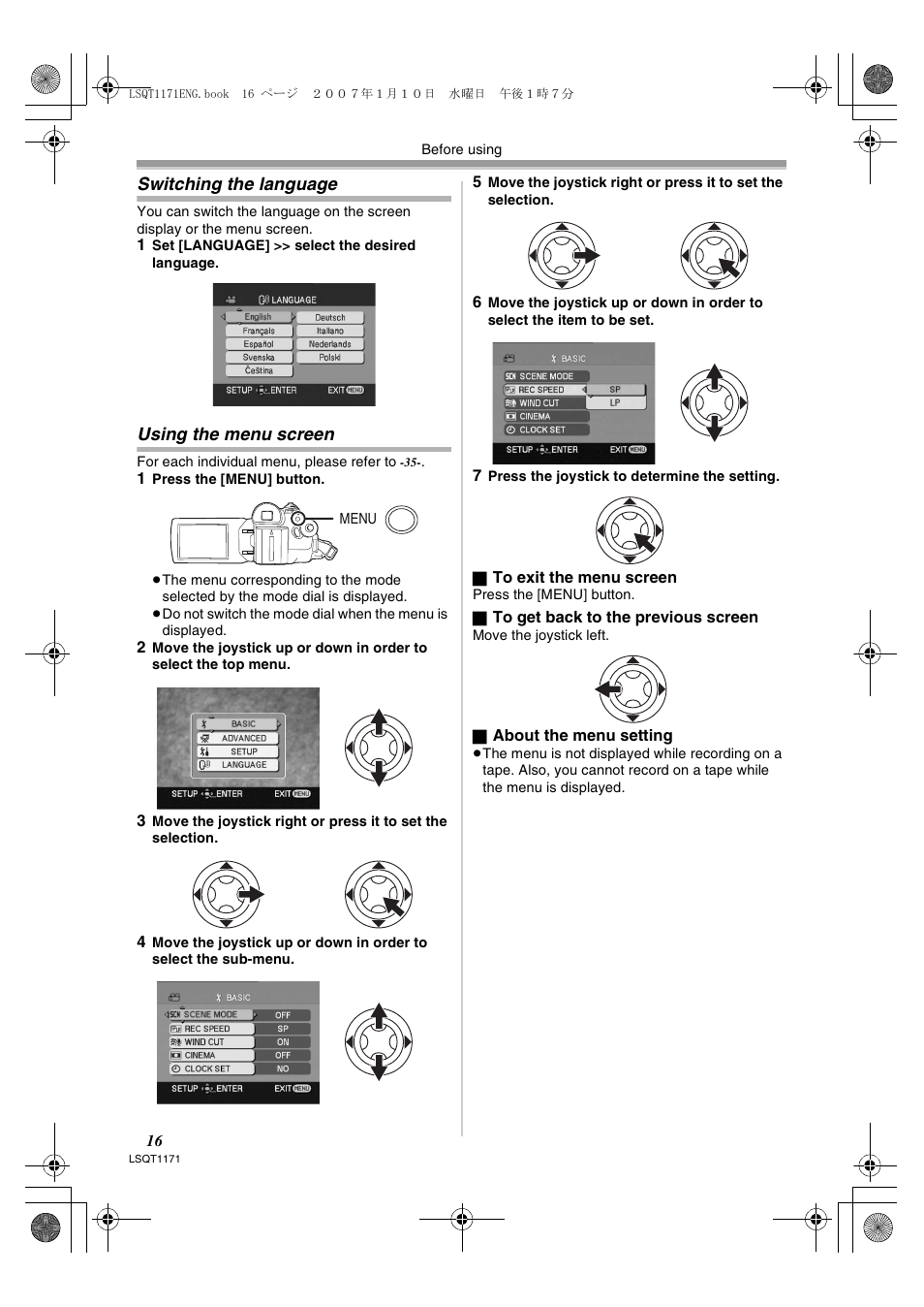 Panasonic NVGS60EP User Manual | Page 16 / 192