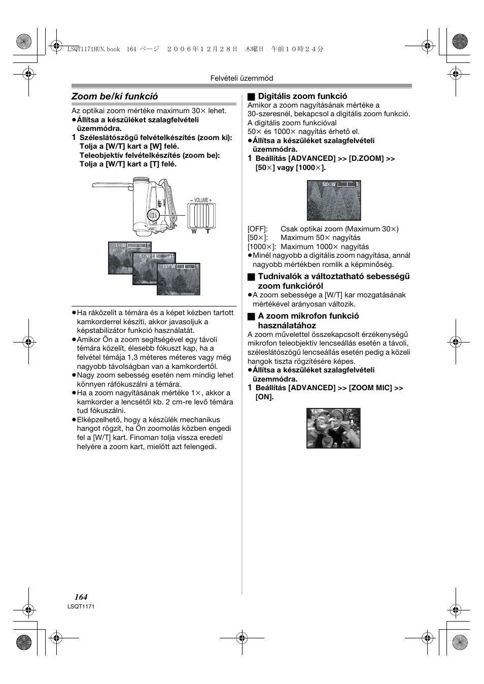 Zoom be/ki funkció | Panasonic NVGS60EP User Manual | Page 164 / 192