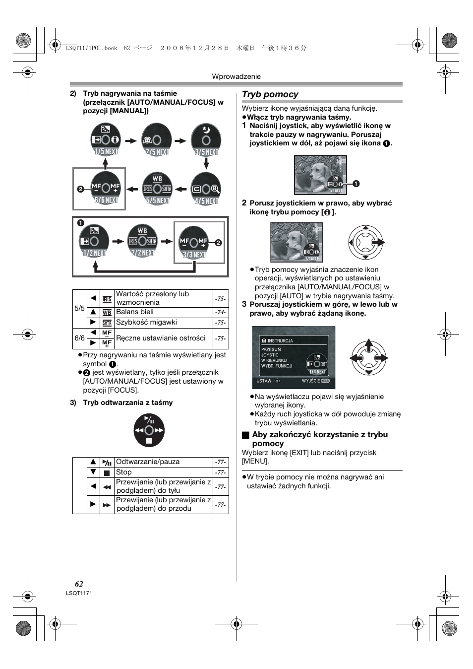 Tryb pomocy | Panasonic NVGS60EP User Manual | Page 62 / 192