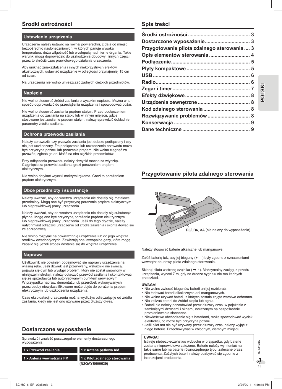 Panasonic SCHC15EP User Manual | Page 11 / 44