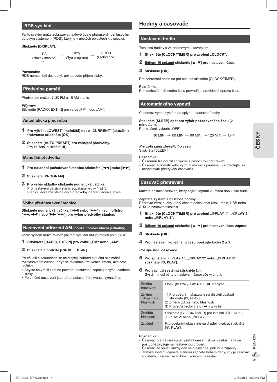 Hodiny a časovače | Panasonic SCHC15EP User Manual | Page 23 / 44