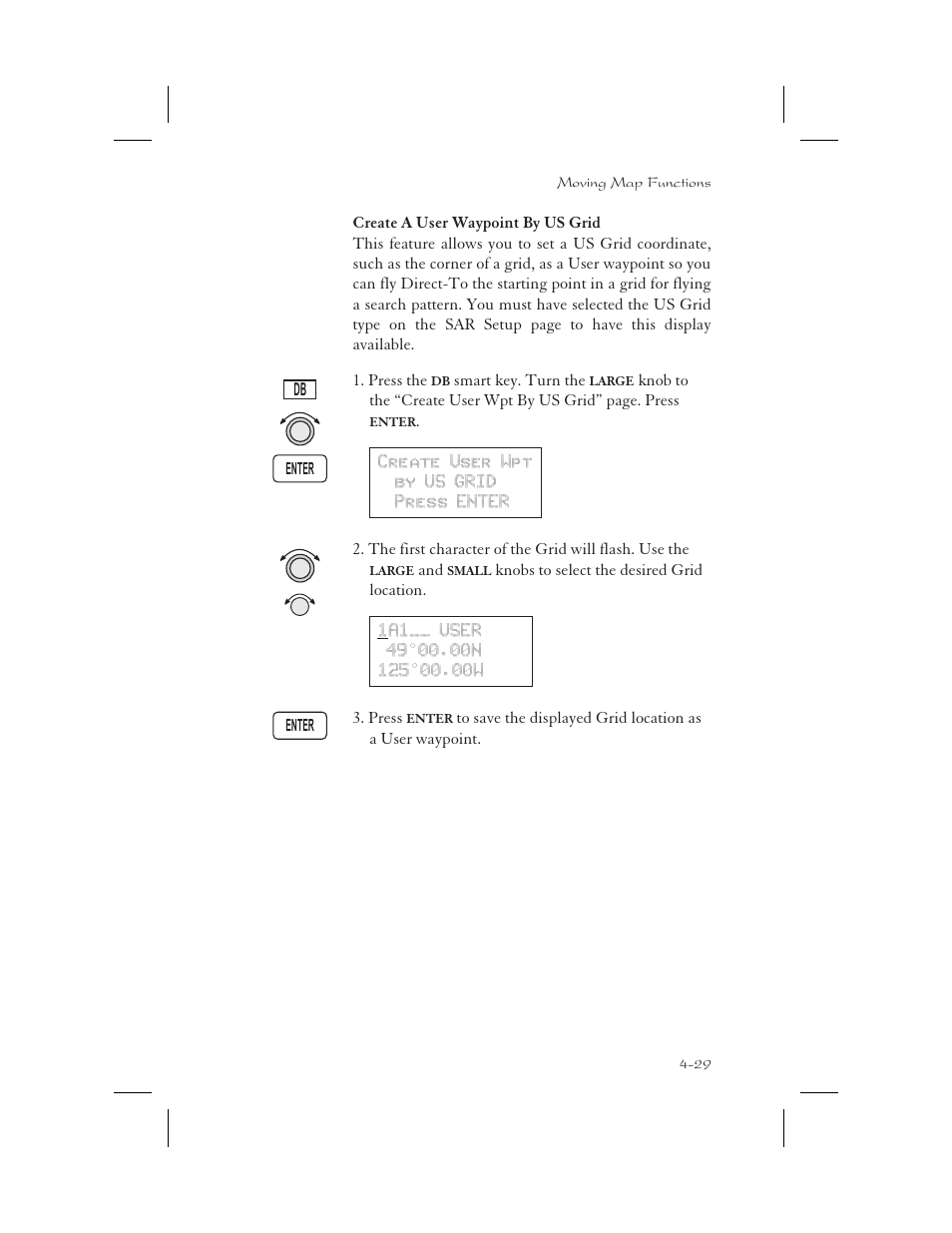 Create a user waypoint by us grid 4-29, Create user waypoint 4-29, Create a user waypoint by us grid -29 | Apollo 65 User Manual | Page 107 / 324