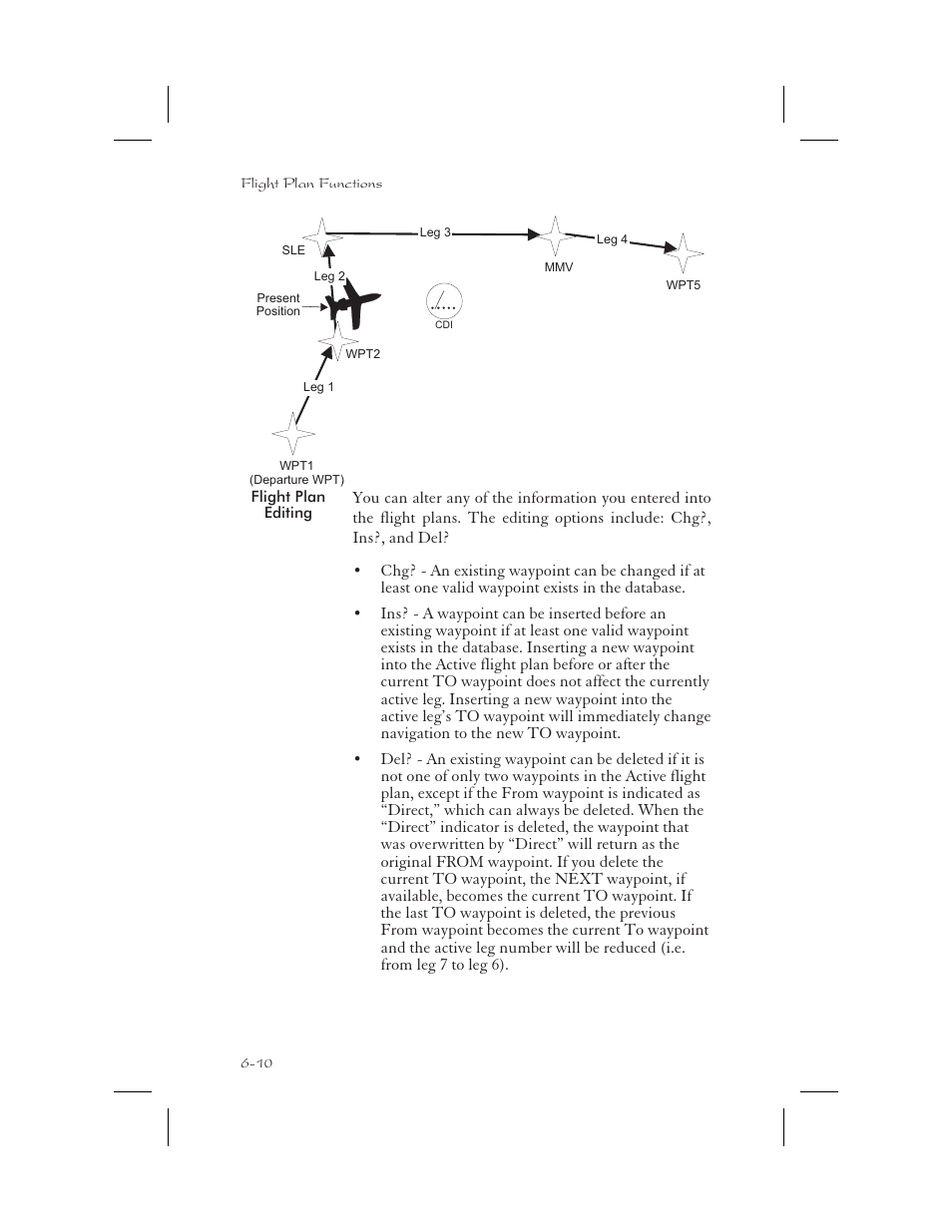 Flight plan editing 6-10, Editing 6-10 - 6-11, Flight plan editing -10 | Apollo 65 User Manual | Page 136 / 324