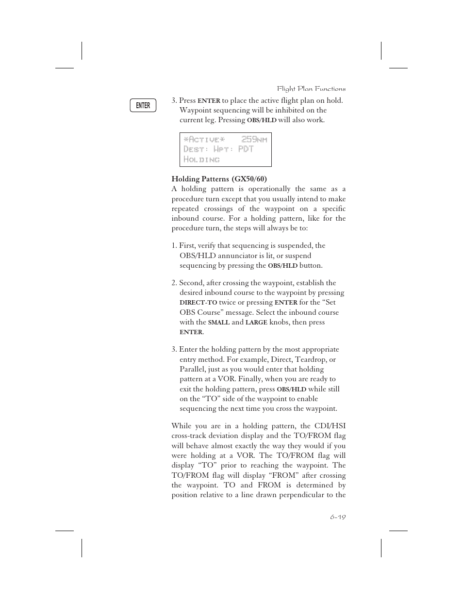 Holding patterns (gx50/60) 6-19, From 6-19, Holding patterns 6-19, 9-24 - 9-25 | To 6-19, Holding patterns (gx50/60) -19 | Apollo 65 User Manual | Page 145 / 324
