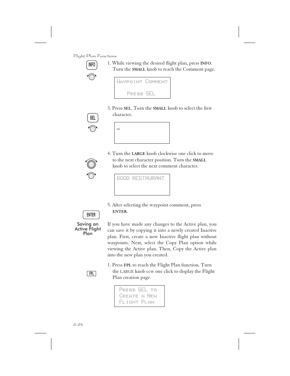 Saving an active flight plan 6-24, Saving active plan 6-24, Save active flight plan 6-24 | Saving an active flight plan -24 | Apollo 65 User Manual | Page 150 / 324