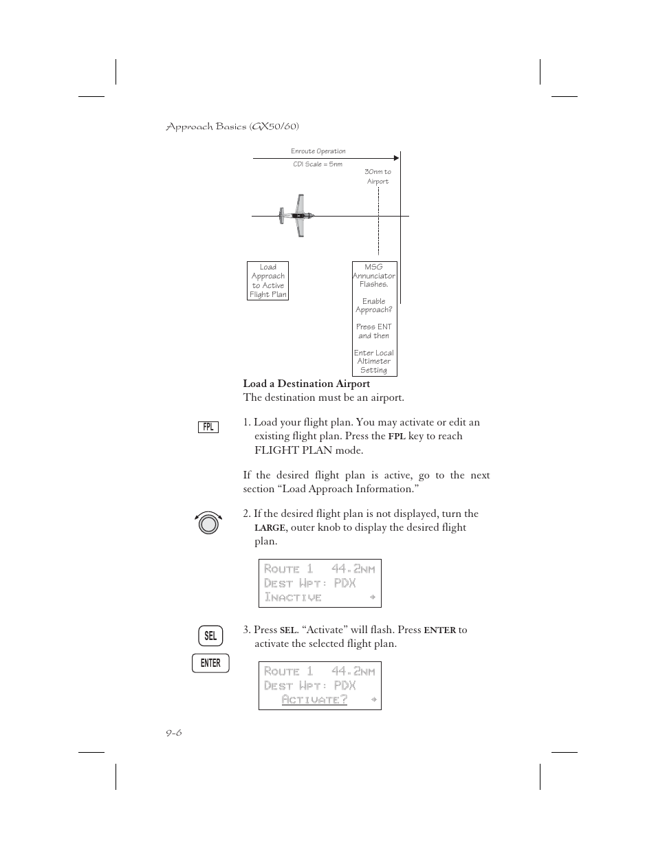 Load a destination airport 9-6, Load destination 9-6, Load a destination airport -6 | Apollo 65 User Manual | Page 196 / 324