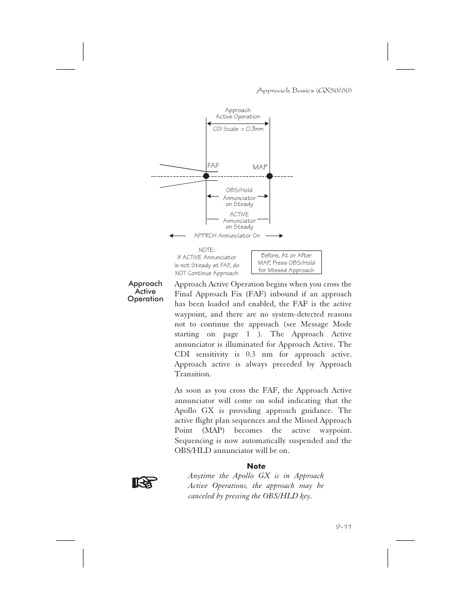 Approach active operation 9-11, Approach active operation -11 | Apollo 65 User Manual | Page 201 / 324