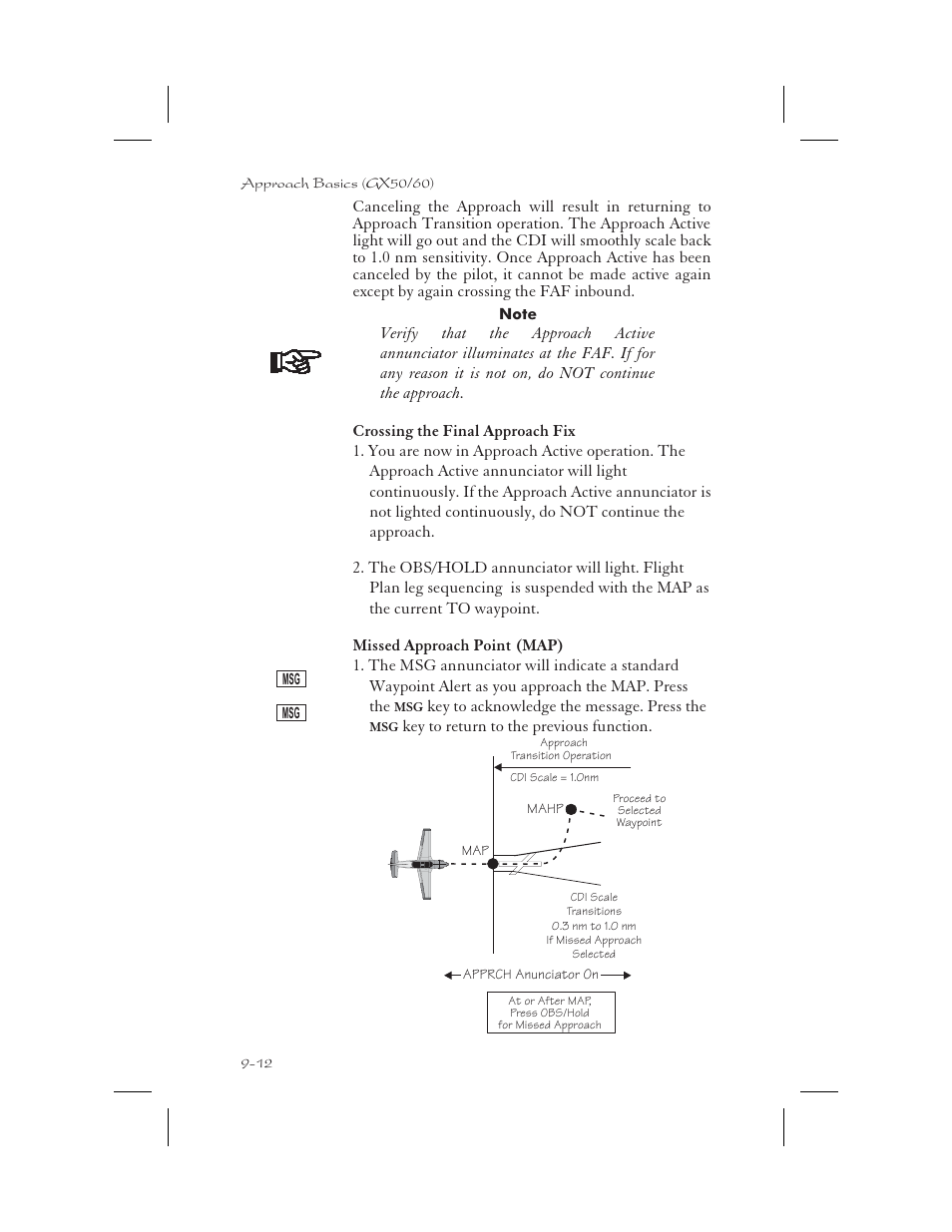 Missed approach point 9-12, Crossing faf 9-12 | Apollo 65 User Manual | Page 202 / 324