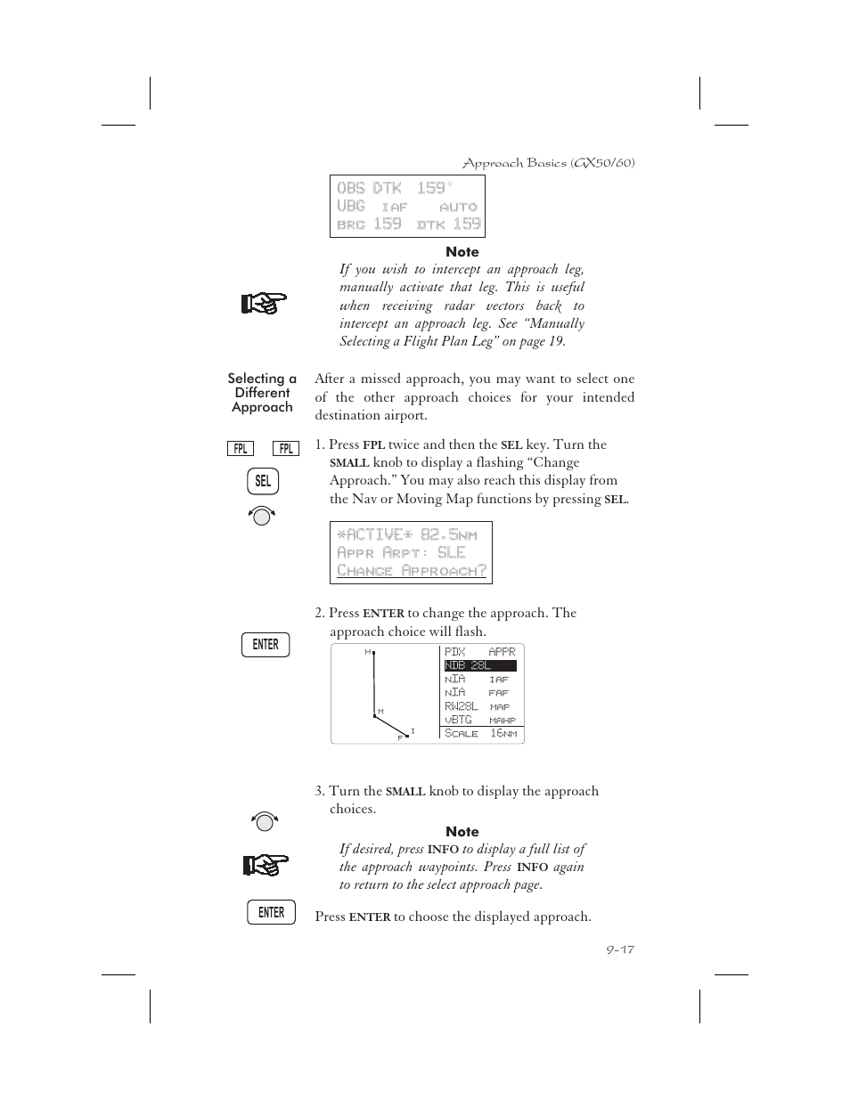 Selecting a different approach 9-17, Select different 9-17, Select different approach 9-17 | Selecting a different approach -17 | Apollo 65 User Manual | Page 207 / 324