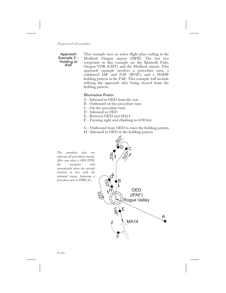 Approach example 2 - holding at ifaf 9-44, Approach example 2 - holding at ifaf -44 | Apollo 65 User Manual | Page 234 / 324