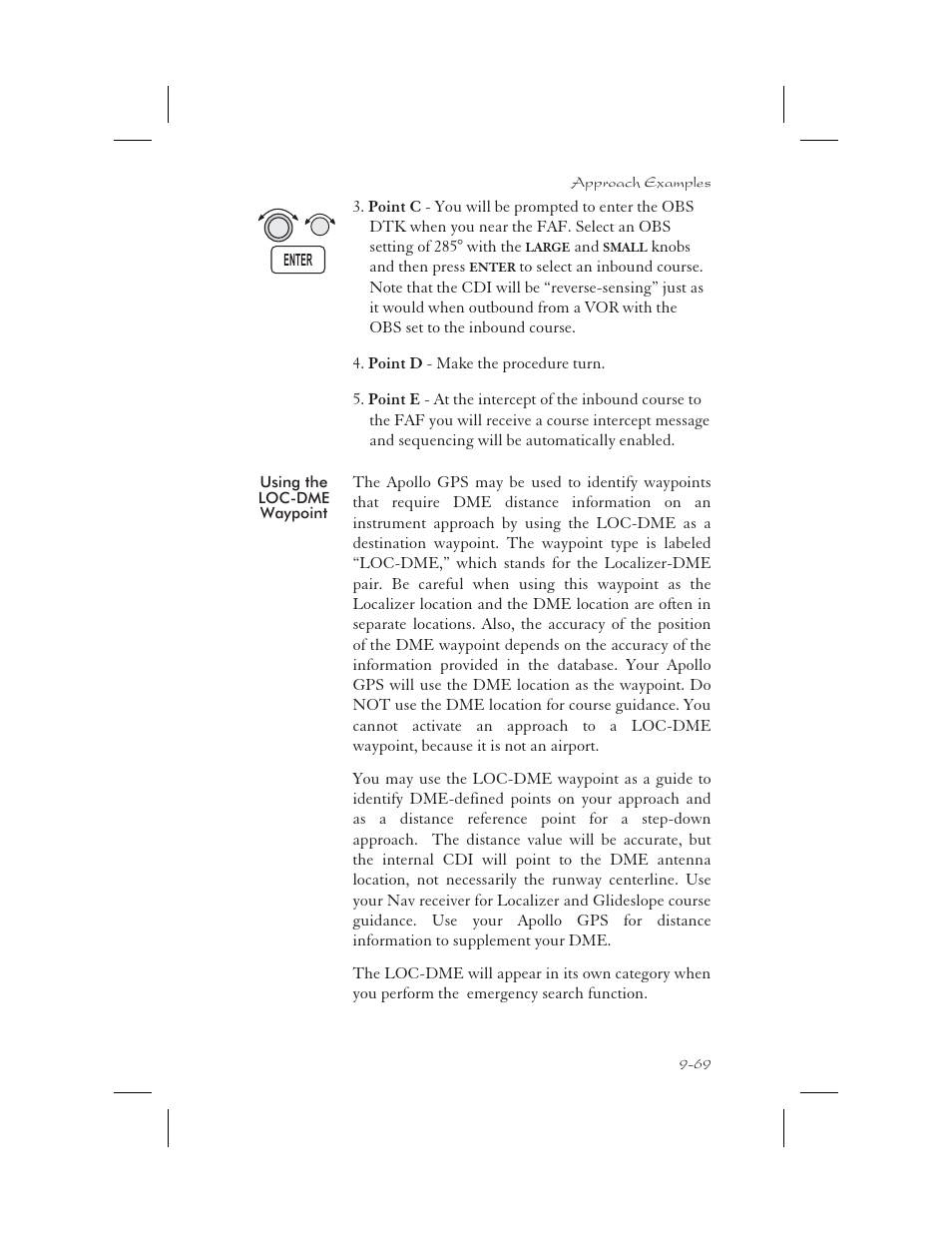 Using the loc-dme waypoint 9-69, Loc-dme 9-69, Using the loc-dme waypoint -69 | Apollo 65 User Manual | Page 259 / 324