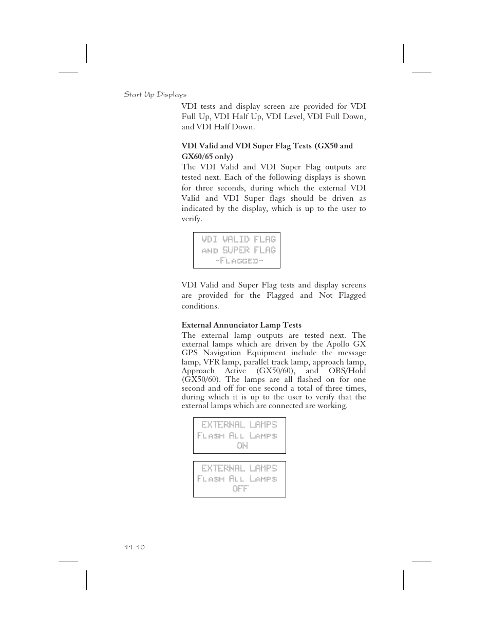 Vdi flag tests 11-10 | Apollo 65 User Manual | Page 290 / 324