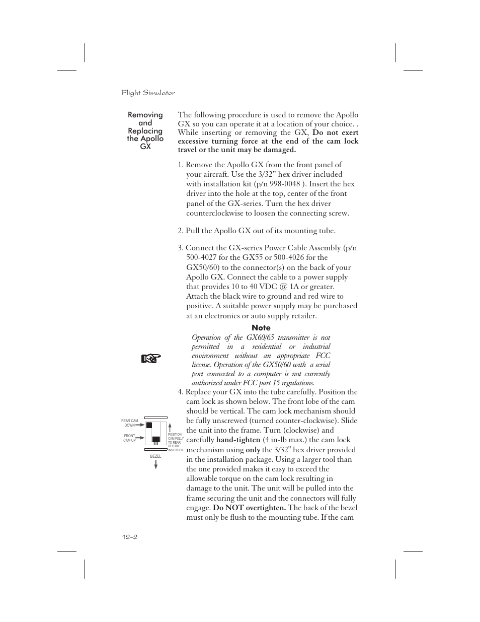 Removing and replacing the apollo gx 12-2, Starting 12-2, Remove unit from aircraft 12-2 | Replace unit in aircraft 12-2, Removing and replacing the apollo gx -2 | Apollo 65 User Manual | Page 294 / 324