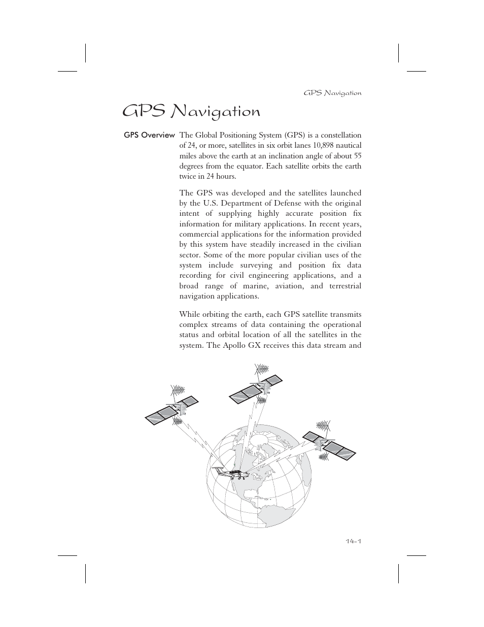 Gps navigation 14-1, Introduction 14-1 - 14-2, Gps navigation -1 | Gps navigation | Apollo 65 User Manual | Page 301 / 324