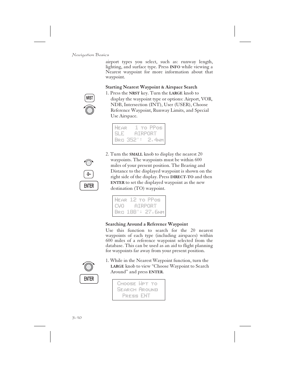 Nrst 3-10, Reference waypoint 3-10, 5-10, 11-6, Search around ref wpt 3-10 | Apollo 65 User Manual | Page 48 / 324