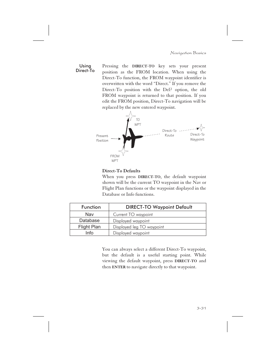 Using direct-to 3-31, Using direct-to -31 | Apollo 65 User Manual | Page 69 / 324