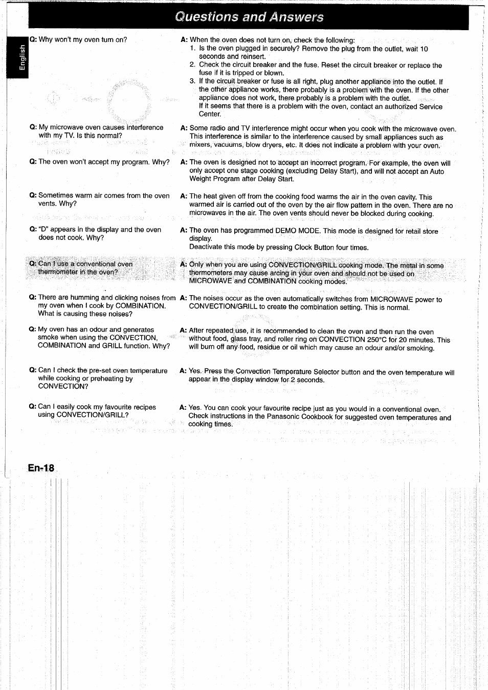 Questions and answers, En-18 | Panasonic NNL750WB User Manual | Page 20 / 164