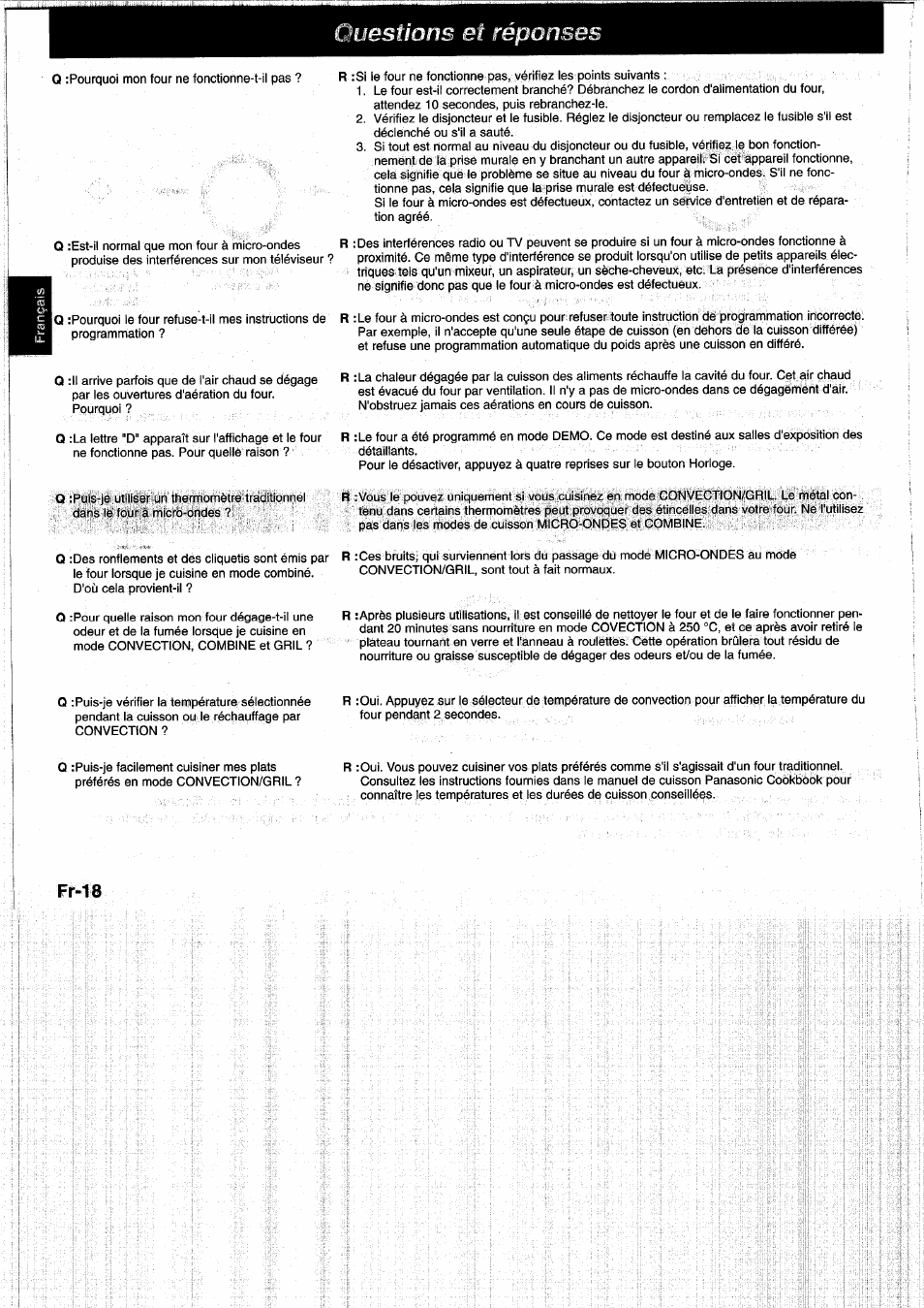 Questions et réponses | Panasonic NNL750WB User Manual | Page 60 / 164