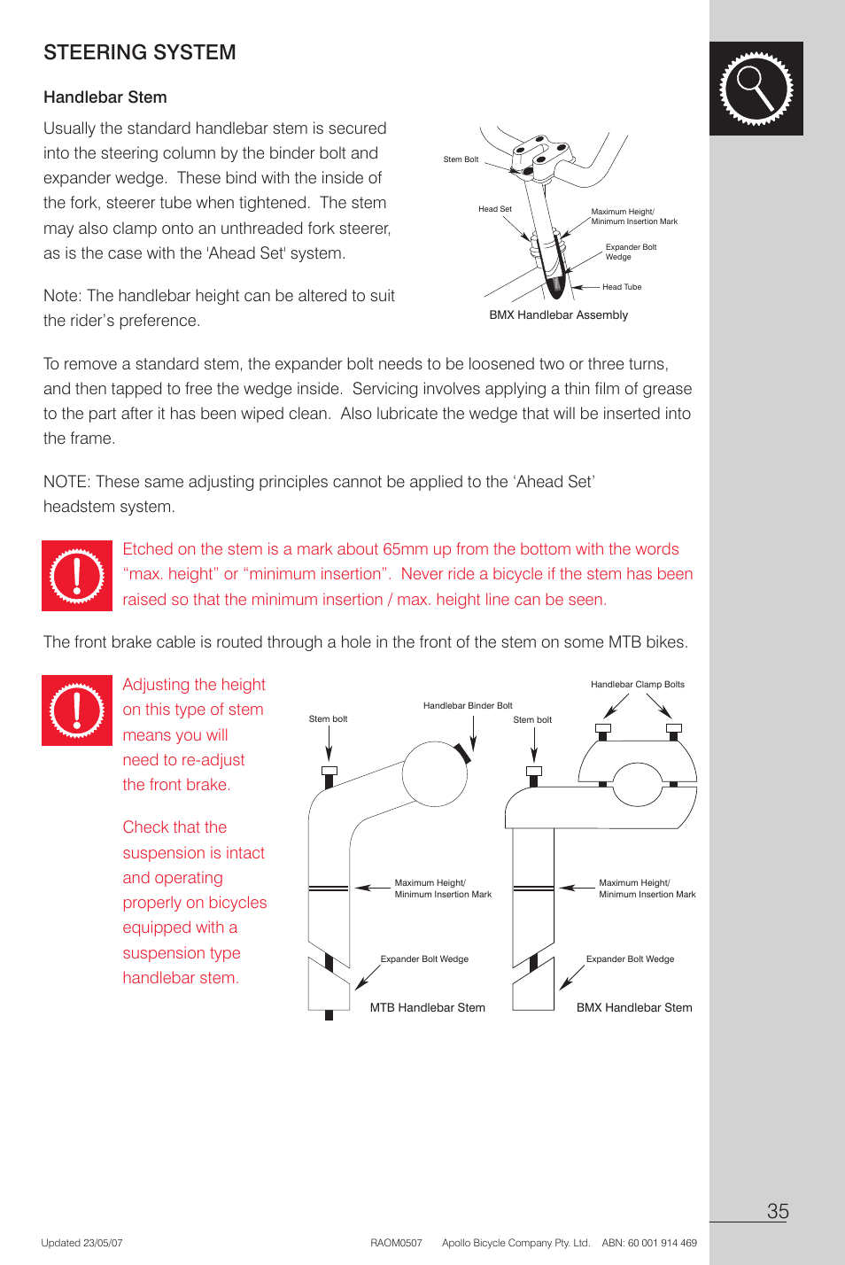 Handlebar stem | Apollo Radius User Manual | Page 37 / 72