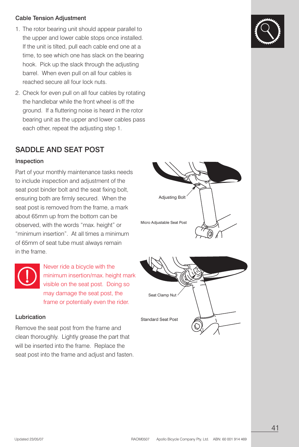 Lubrication | Apollo Radius User Manual | Page 43 / 72