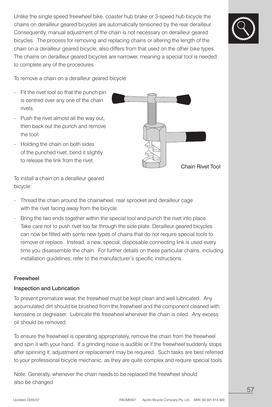 Freewheel | Apollo Radius User Manual | Page 59 / 72